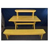 painted crossbuck trestle table 55x31x30'h with tw