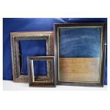 3 vintage walnut frames, largest 24x32'h; as is