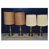 4 brass table lamps, tallest 35'h; as is