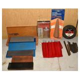 Collection of sharpening and honing stones, etc.;