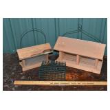 2 wood bird feeders largest 17x8x10'h, wire suet f