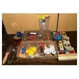 Lot: air fittings & gauges, switches, tubing cutte
