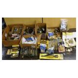 Group of hinges and hardware for doors, cabinets,