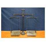 Cast iron decorative balance scale, 32"h; as is