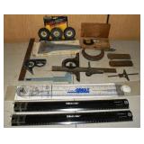 Lot: 2 micrometers, 4 calipers, 3 angle protractor
