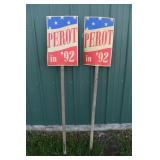 2 cardboard 1992 Ross Perot election signs on 6
