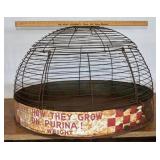 Vintage Ralston Purina domed wire poultry cage, 36