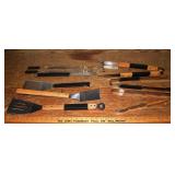 Group of outdoor grilling utensils; as is