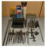 Collection of wood boring and concrete drill bits,