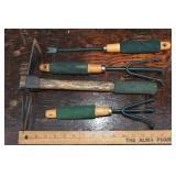 4 matching hand garden tools; as is