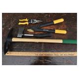 Fiskars loppers, digging tool, ax, Wiss M3 snips;