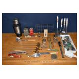Assorted kitchen utensils, Thermos, meat thermomet