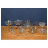 Glass lot: 4 pitchers, 3 compotes, etc.; as is