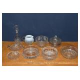 glass lot: Fenton hobnail opalescent pitcher, lead