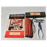 Snap-On lot: 7 chisels, 4 wrenches, pliers, etchin