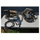 3 working AEG power tools: 7-1/4" saw, drill, sand