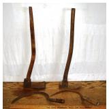 Vintage lot: 2 adze, 2 sickles; as is
