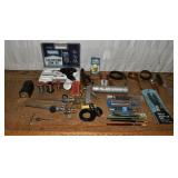 Lot: soldering gun, filter wrenches, rivet tool, s