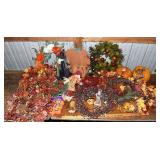 Collection of autumn and Halloween decorations; as
