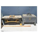 2 plastic tool boxes, one with wheels 20x14x12'h;