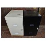 Two metal 2 drawer file cabinets with keys, 14x18x