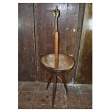 Old wood bread bowl made into a floor lamp 21x62"h