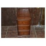 3 drawer cherry side table, 14x24x25"h; as is