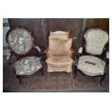 3 upholstered armchairs; as is