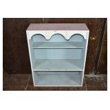 Painted wood 3 tier book shelf, 30x11x36"h; as is