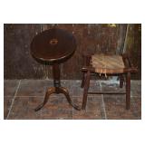 Mahogany inlaid tilt-top candle stand 15x23x27"h,