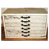 6 drawer wooden hardware cabinet with assorted har