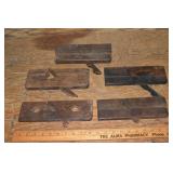 5 moulding planes, 4 stamped on the edge; as is