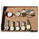 4 pocket watches and 5 wrist watches; as is