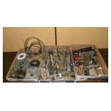 Group of band clamps, pulleys, flat wrenches, guid