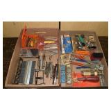 Group of assorted small tools, bits, contour gauge