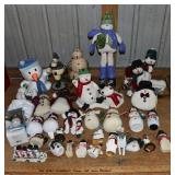 Collection of snowman motif decorations; as is