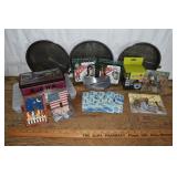 Lot: vintage pie pans & chopper, decorative metal