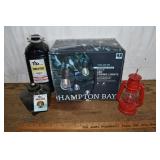 Lot: Tiki table torch and fuel, Hampton Bay LED st