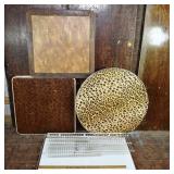 3 folding leg tables, porcelain table top, wire ra