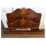 Art Deco mahogany standard double bed frame; as is
