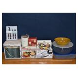 Kitchen lot: grinder, egg cookers, ice bucket, Cro