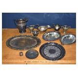 group of silver plate items; as is