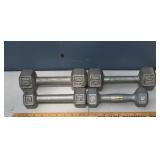 Steel 5lb and 10lb dumbbells; as is