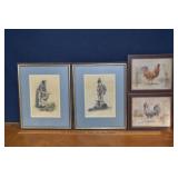 4 framed prints, largest 14x17"h; as is