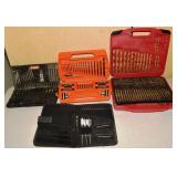 4 drill bit sets with cases; as is