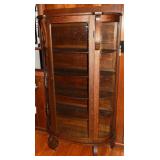 Oak bow front single door display cabinet, 35x14x6
