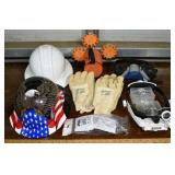 Safety equipment: 2 hard hats, respirator, safety