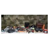 Large group of miscellaneous tools, spool of cable