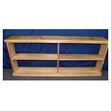 Pine open adjustable book shelf, 72x11x30'h; as is