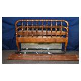 Jenny Lind style double bed frame with metal retur